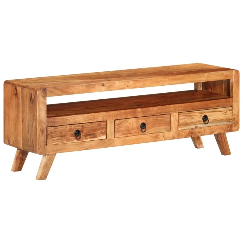 Meuble TV multimédia étagère télévision buffet téléviseur salle à manger salon chambre 110 x 30 x 40 cm bois d'acacia massif brun 02_0025714