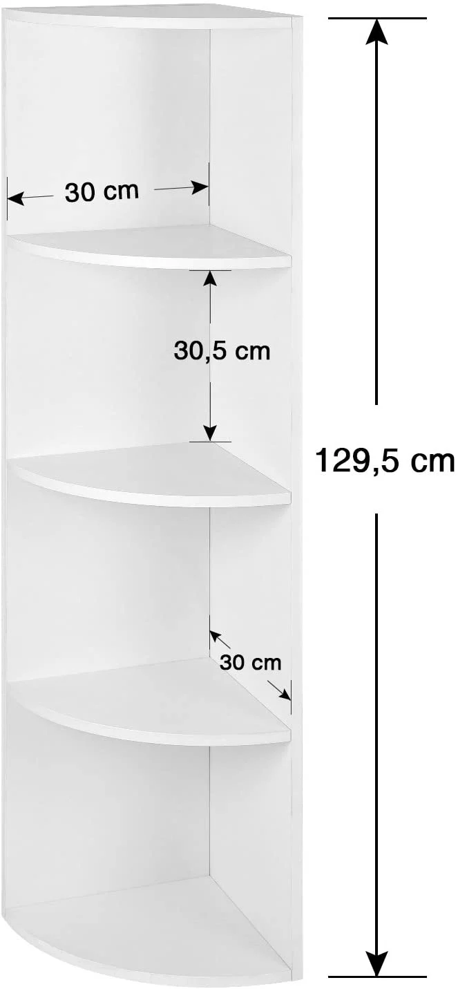 Étagère d'angle à 4 niveaux étagères de rangement autoportantes bibliothèque en bois pour cuisine chambre salon bureau blanc 12_0000551