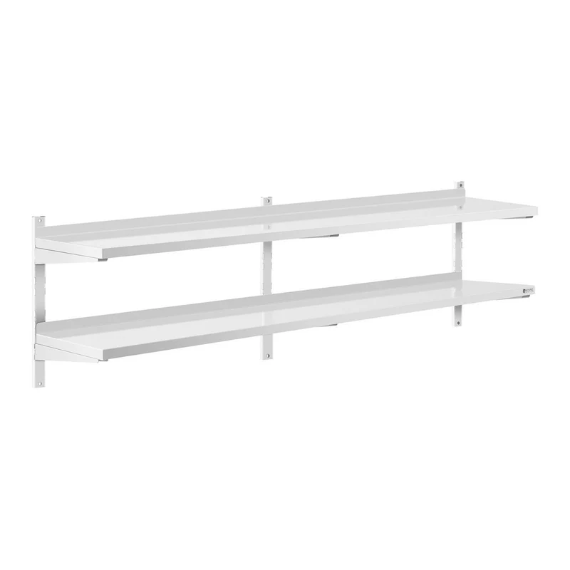 Étagère murale professionnel acier inoxydable - 2 tablettes - 40 x 200 cm 14_0001557