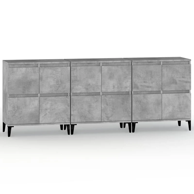 Buffet bahut commode armoire meuble de rangement organisateur cuisine salle de séjour salons 3 pcs 60 x 35 x 70 cm bois d'ingénierie gris 02_0037117