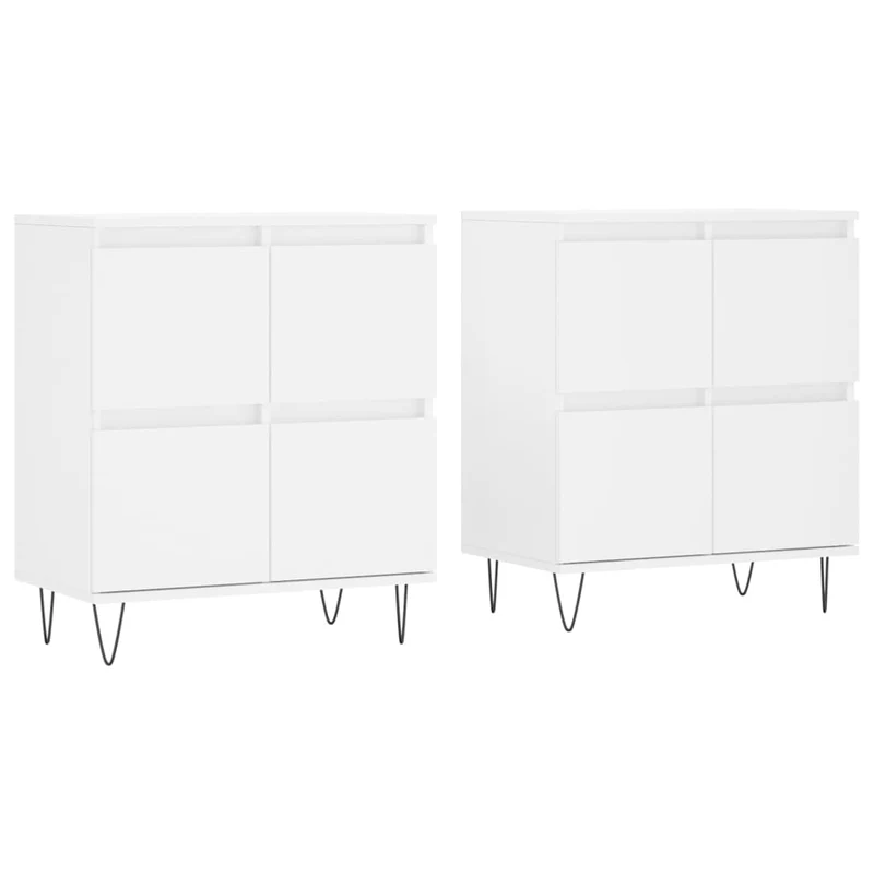 Buffet bahut commode armoire meuble de rangement organisateur cuisine salle de séjour salons lot de 2 bois d'ingénierie blanc 02_0036697