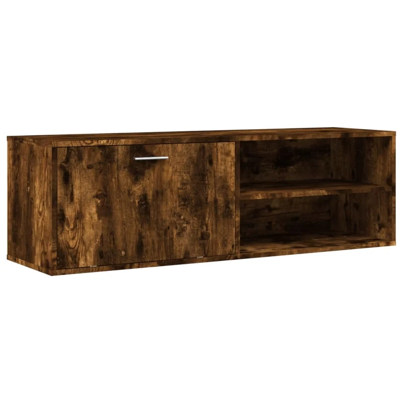 Meuble TV multimédia étagère télévision buffet téléviseur salle à manger salon chambre chêne fumé 120 x 34 x 37 cm bois d'ingénierie brun 02_0027319