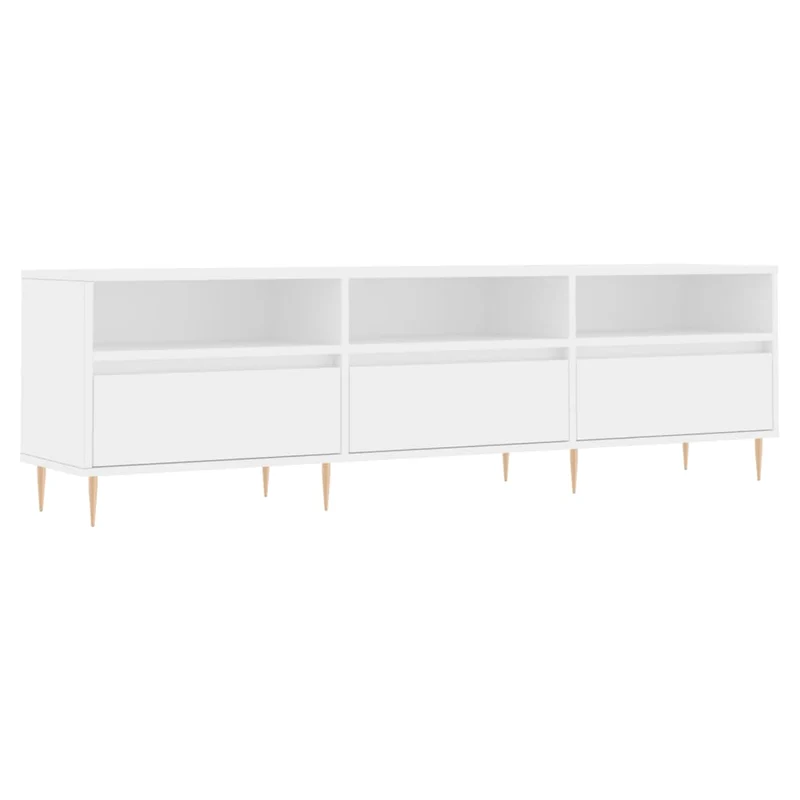 Meuble TV multimédia étagère télévision buffet téléviseur salle à manger salon chambre 150 x 30 x 44,5 cm bois d'ingénierie blanc 02_0025970