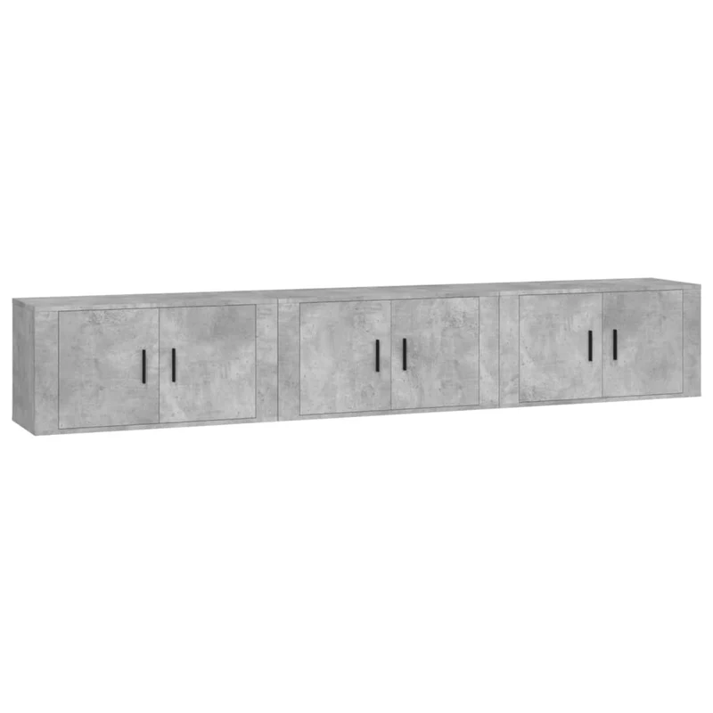 Meubles TV muraux multimédia étagère télévision buffet téléviseur salle à manger salon chambre 3 pièces 80 x 34,5 x 40 cm gris 02_0029039