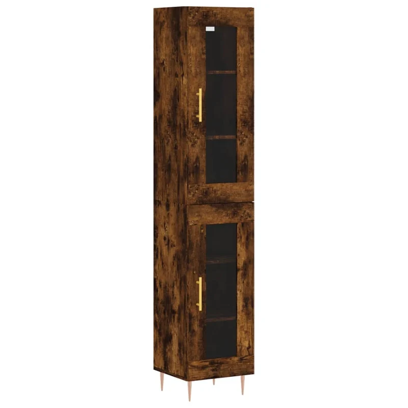 Buffet bahut commode armoire meuble de rangement organisateur cuisine salle de séjour salon haut 34,5 x 34 x 180 cm bois d'ingénierie marron 02_0033287