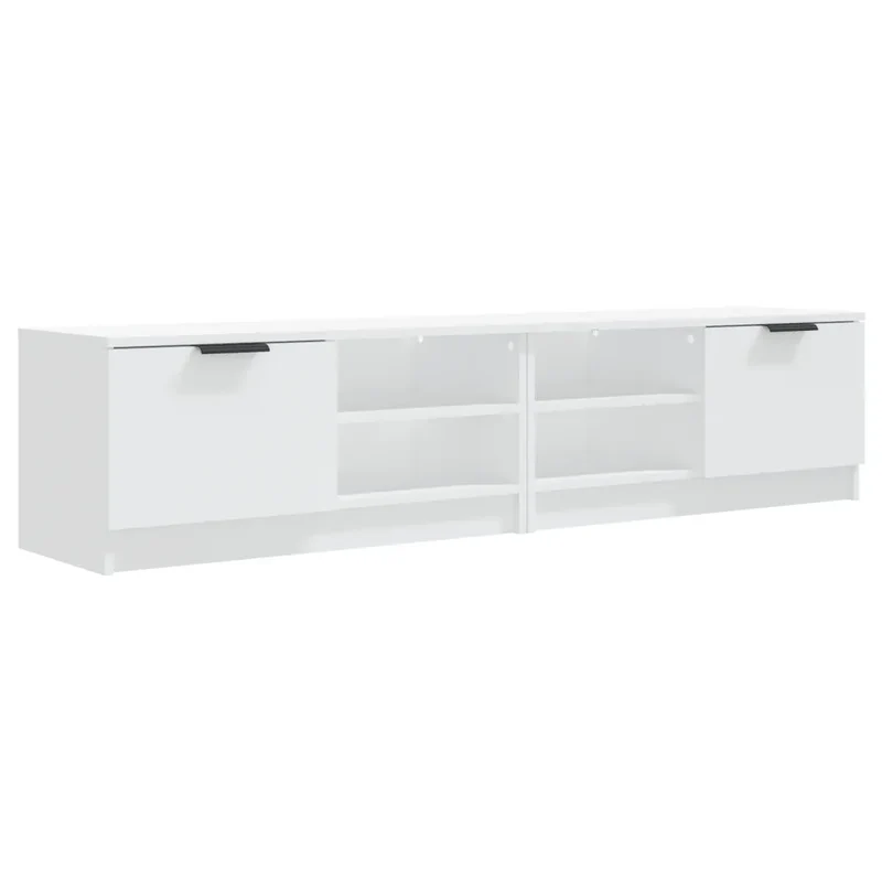 Lot de 2 meubles TV tendance moderne 80 x 35 x 36,5 cm en bois d'ingénierie blanc 02_0048007