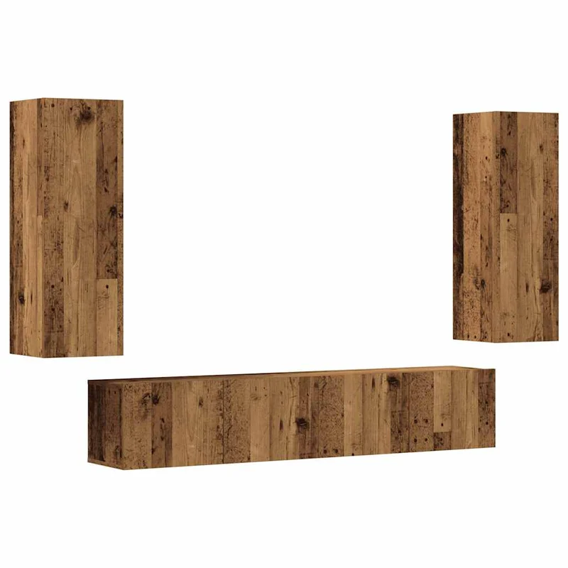 Lot de 4 meubles TV muraux design moderne espace de rangement 80 x 30 x 30 cm en bois d'ingénierie vieux bois 02_0055856