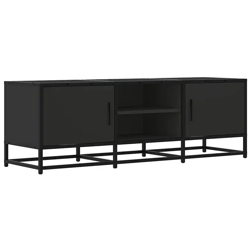 Meuble TV industriel noir avec grand espace de rangement 120 x 35 x 41 cm en bois noir 02_0049601