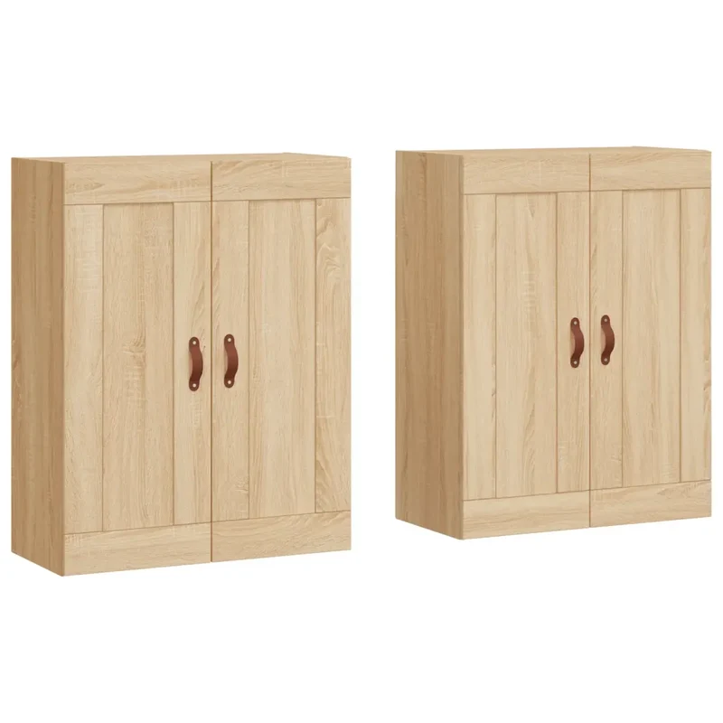 Lot de 2 armoires murales pratiques et décoratives grand espace rangement 69,5 x 34 x 90 cm en bois d'ingénierie chêne sonoma 02_0055462