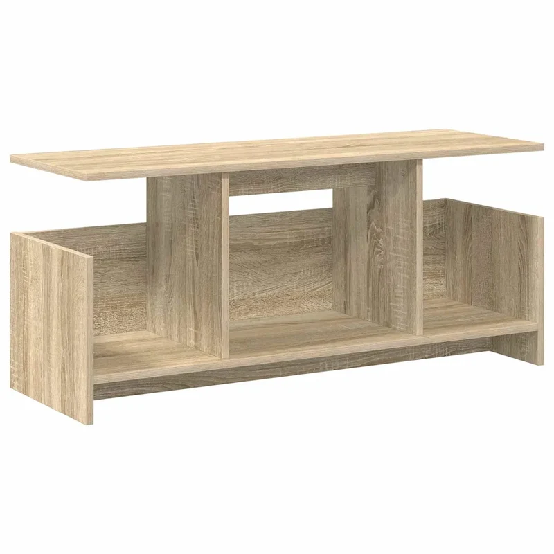 Meuble TV rectangulaire moderne avec rangement pratique 102 x 35 x 45 cm en bois d'ingénierie chêne sonoma 02_0054709