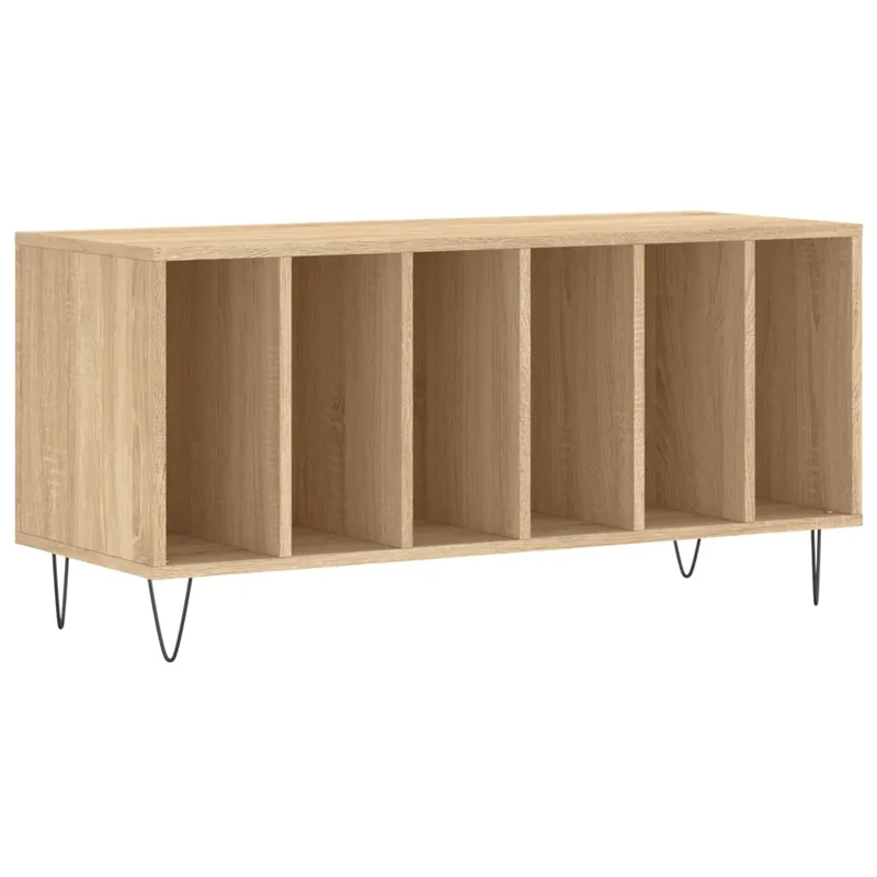 Armoire à disques pratique design industriel rangement vinyles 100 x 38 x 48 cm en bois d'ingénierie chêne sonoma 02_0049149