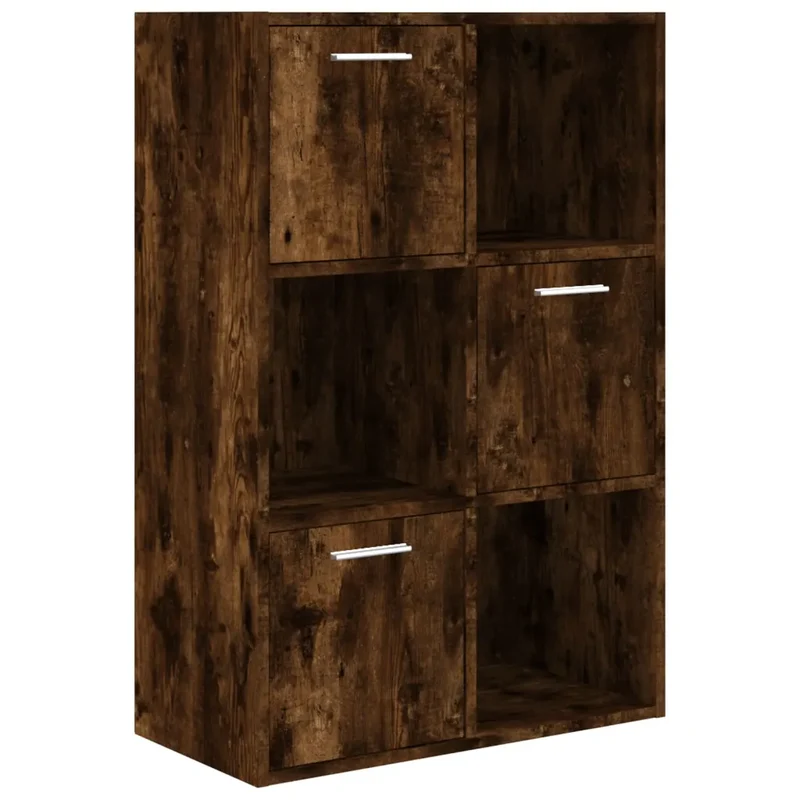 Armoire de rangement classique épurée 60 x 29,5 x 90 cm rangement spacieux design en bois d'ingénierie chêne fumé 02_0048168