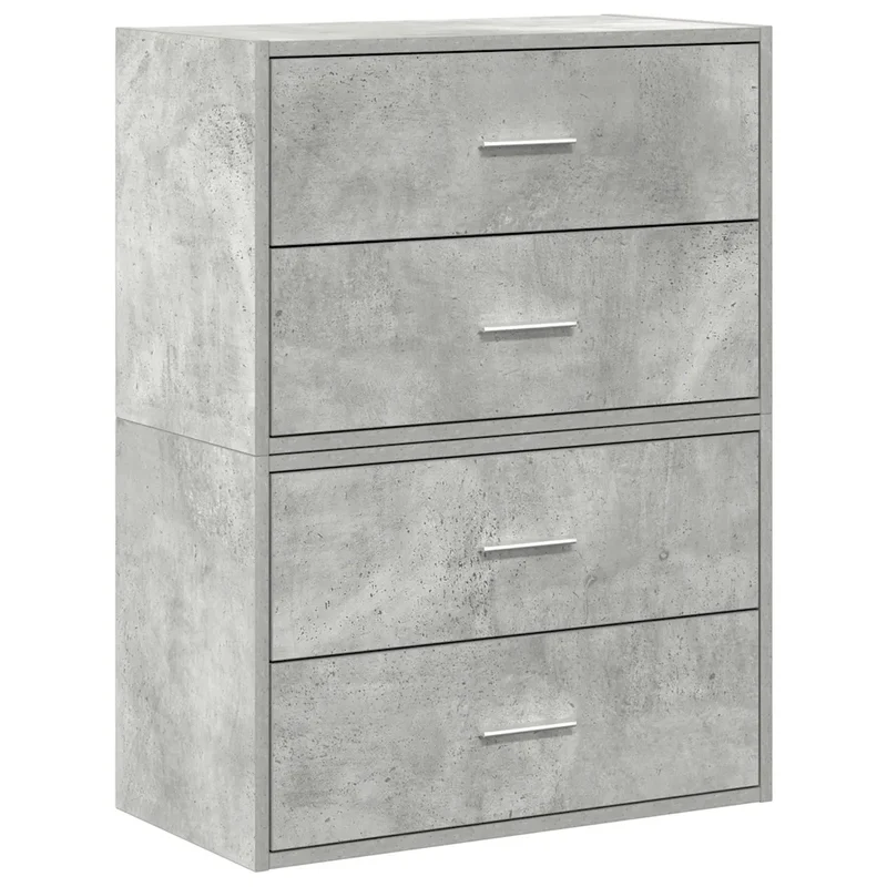 Lot de 2 armoires à tiroirs pratiques 60 x 31 x 40 cm idéal rangement salon chambre en bois d'ingénierie gris béton 02_0051195