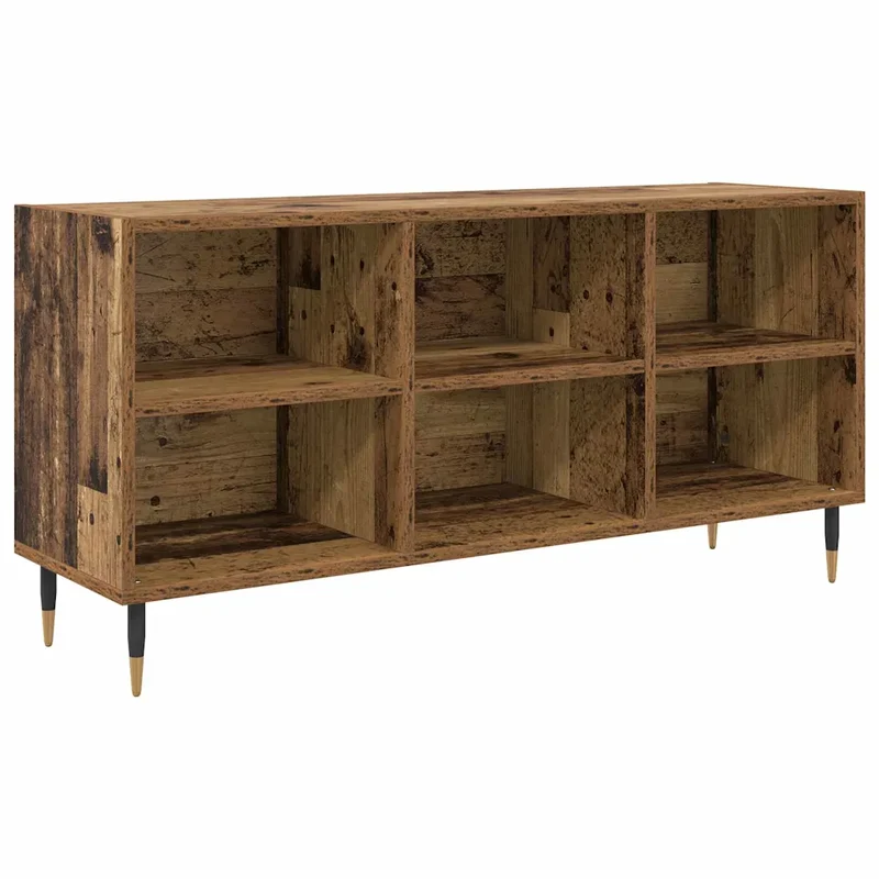 Meuble TV rectangulaire moderne fonctionnel rangement 103,5 x 30 x 50 cm en bois d'ingénierie bois ancien 02_0052751