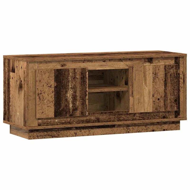 Meuble TV rectangulaire rustique joli rangement 102 x 35 x 45 cm en bois d'ingénierie bois ancien 02_0052731