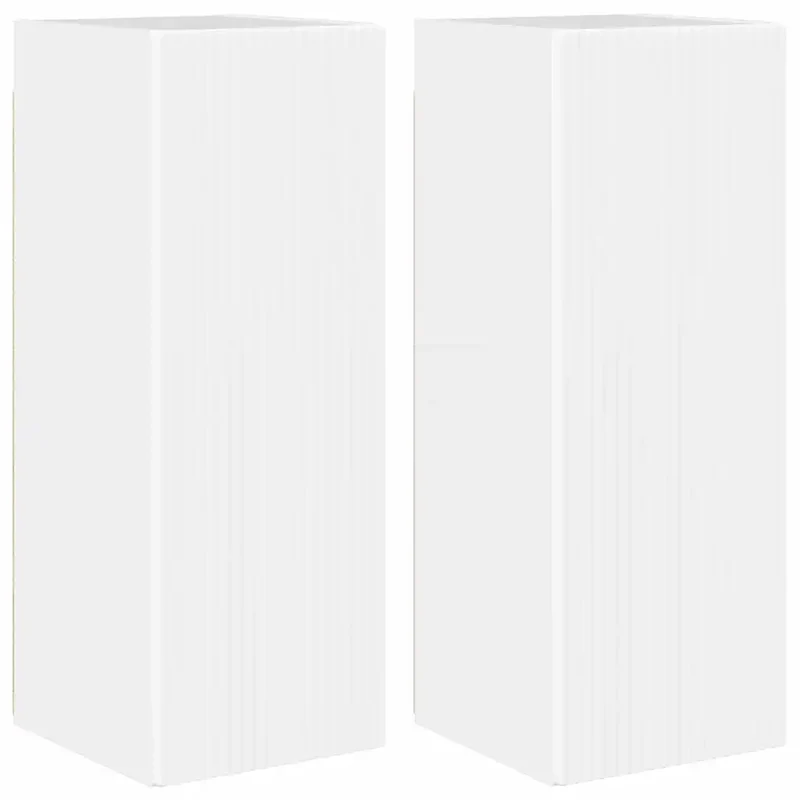 Meuble TV mural moderne gain de place 30 x 31 x 80 cm en bois d'ingénierie blanc brillant 02_0054976
