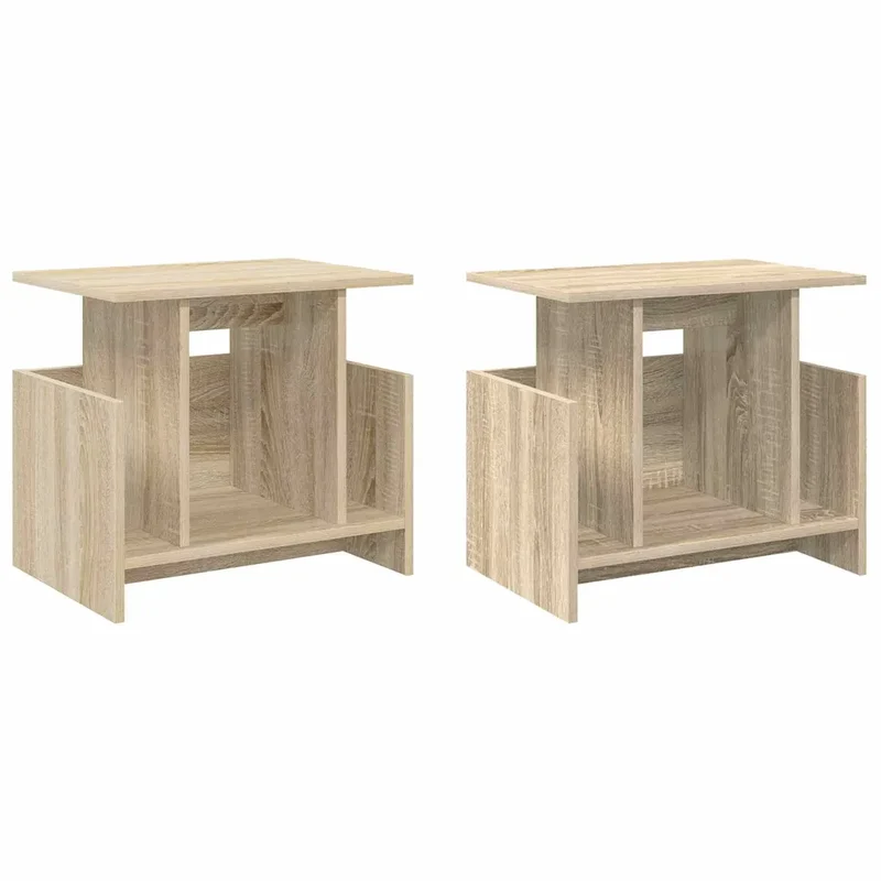 Lot de 2 meubles TV rectangulaires modernes rangement spacieux 50 x 35 x 45 cm en bois d'ingénierie chêne sonoma 02_0054720