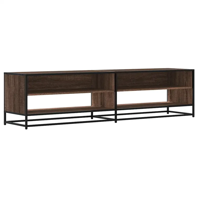 Meuble TV rectangulaire grand espace de rangement salon 180,5 x 40 x 46 cm en bois d'ingénierie marron 02_0055621
