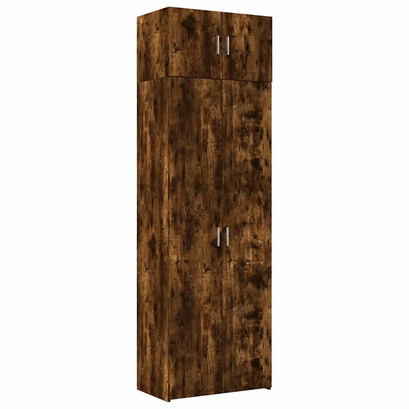 Armoire de rangement haute multifonctionnelle 70 x 42,5 x 225 cm en bois d'ingénierie chêne fumé 02_0055578