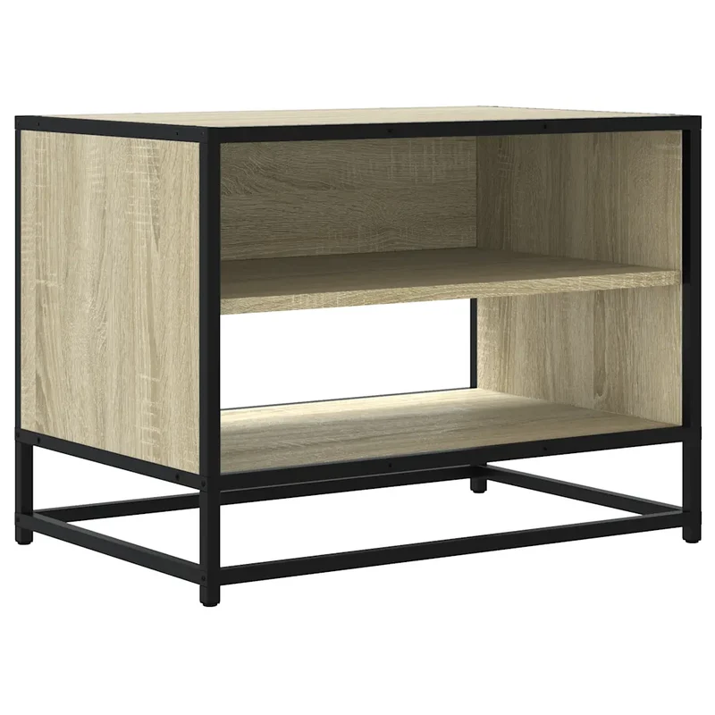 Meuble TV rectangulaire pratique industriel salon 61 x 40 x 46 cm en bois d'ingénierie chêne sonoma 02_0049616