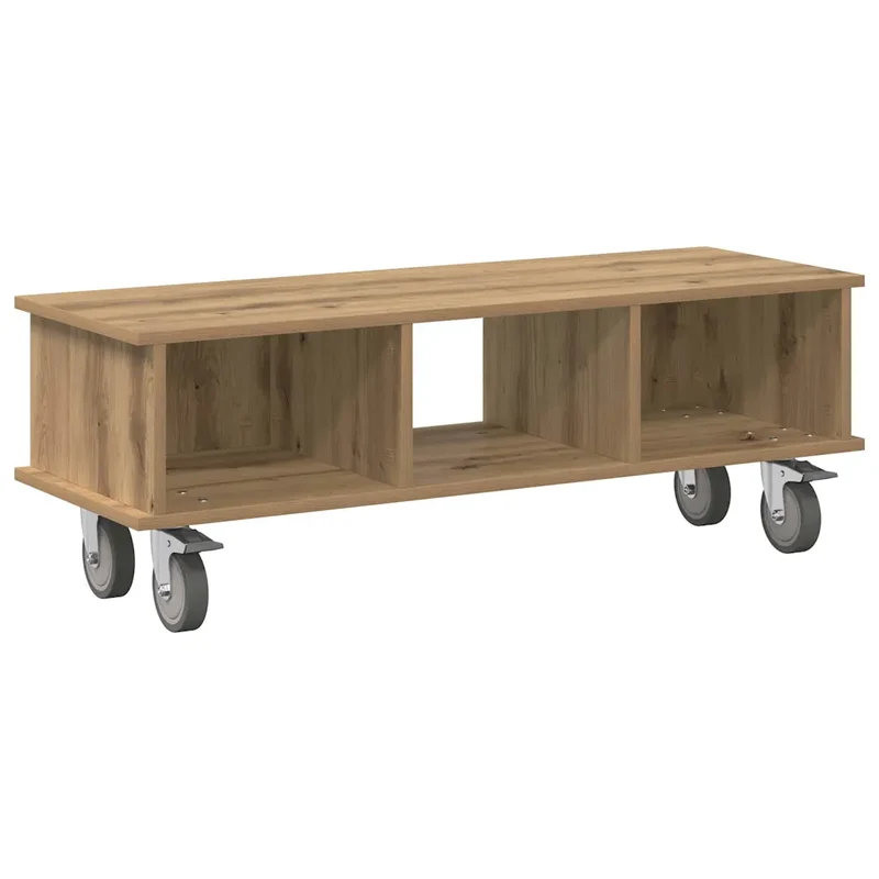 Meuble TV rectangulaire fonctionnel salon 100 x 35 x 35 cm en bois d'ingénierie chêne artisanal 02_0054738