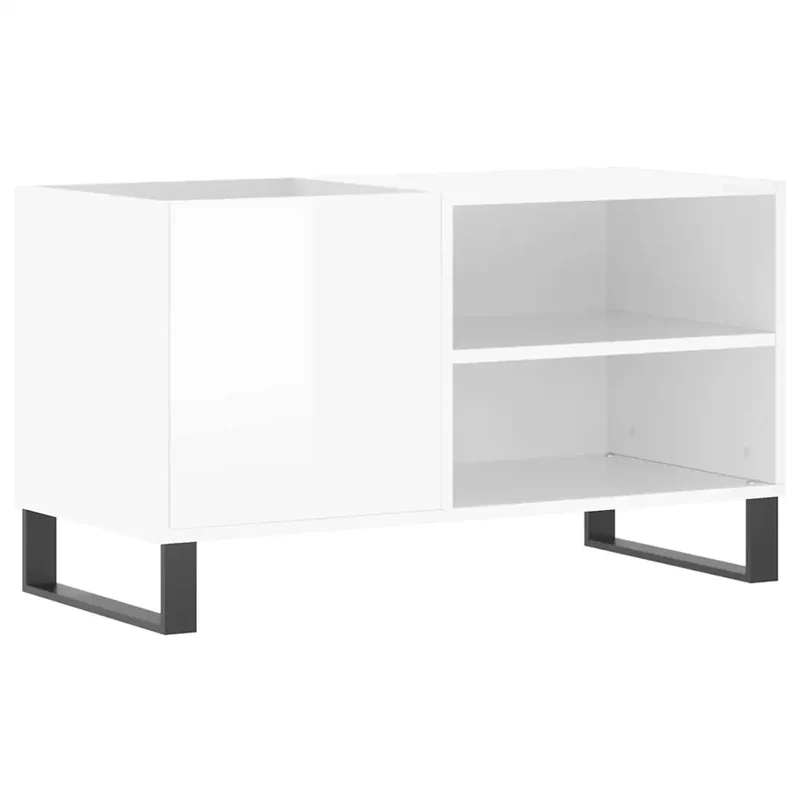 Armoire à disques pratique classique 85 x 38 x 48 cm finition mate style industriel en bois blanc brillant 02_0049117