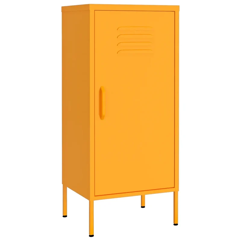 Armoire de rangement avec 2 étagères réglables design moderne salle à manger 42,5 x 35 x 101,5 cm en acier jaune moutarde 02_0046879