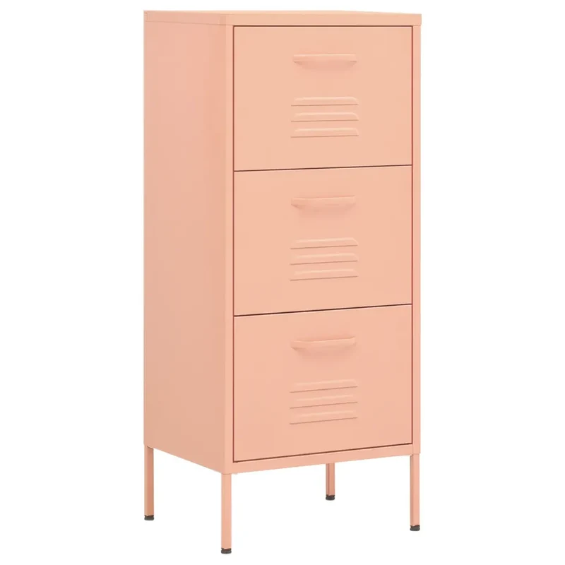 Armoire de rangement pratique hauteur ajustable 42,5 x 35 x 101,5 cm en acier rose 02_0046872