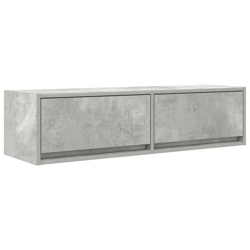 Meuble TV mural moderne gain de place 100 x 31 x 25.5 cm en bois d'ingénierie gris béton 02_0051704