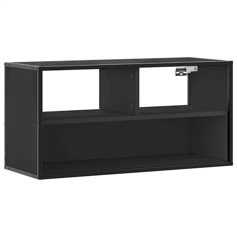 Meuble TV mural tendance noir 80 x 31 x 39,5 cm avec grand espace de rangement style industriel en bois noir 02_0049630