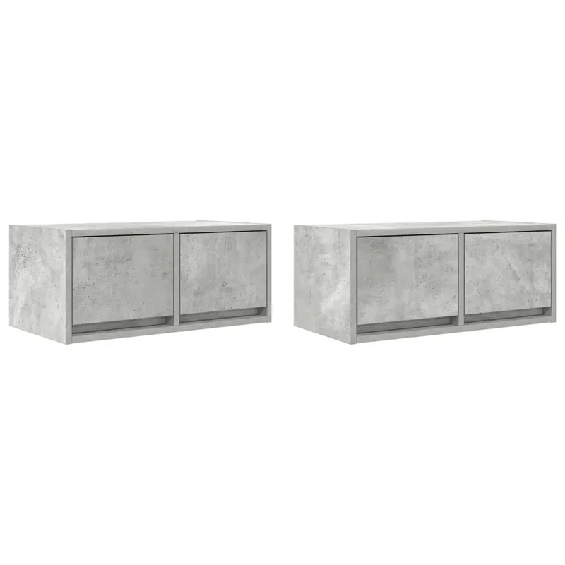 Lot de 2 meubles TV muraux peu encombrants gris béton 60 x 31 x 25,5 cm en bois d'ingénierie 02_0051678