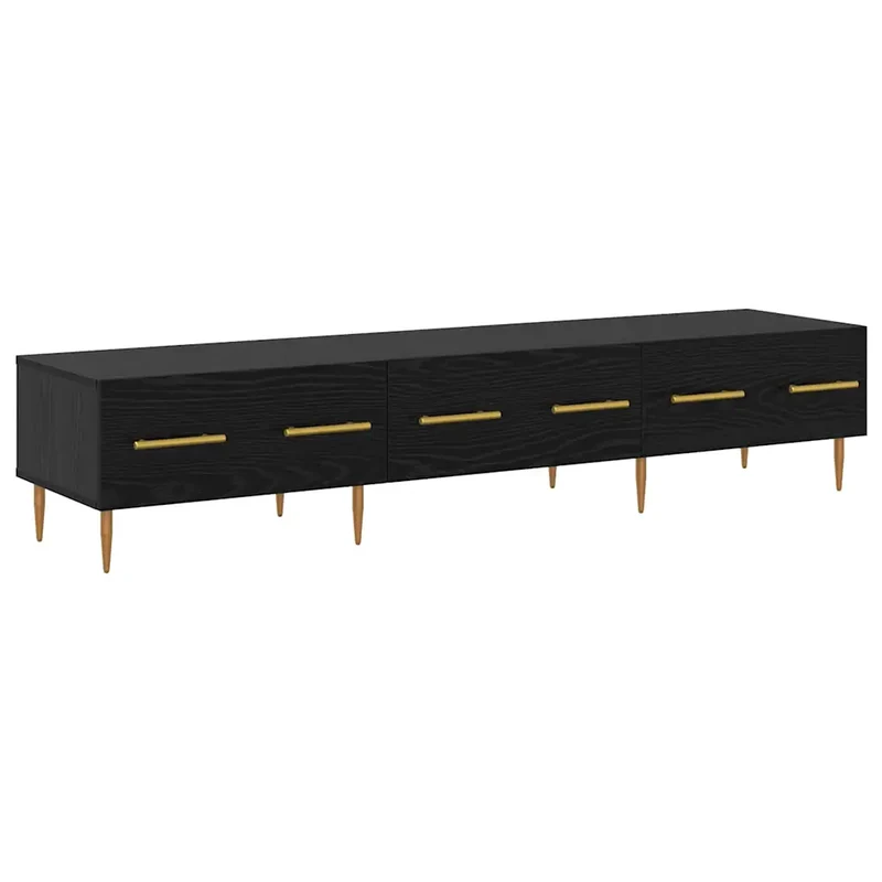 Meuble TV rectangulaire moderne avec rangement finition élégante 150 x 36 x 30 cm en bois d'ingénierie noir 02_0052771