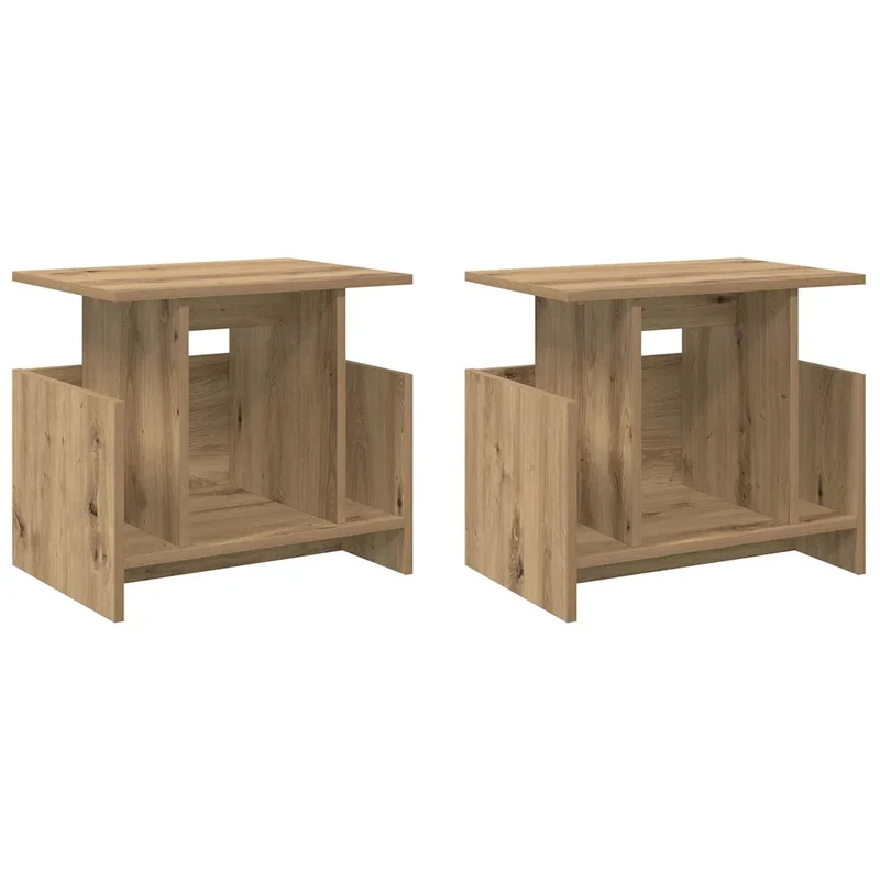 Lot de 2 meubles TV rectangulaires modernes fonctionnels 50 x 35 x 45 cm en bois d'ingénierie chêne artisanal 02_0054730