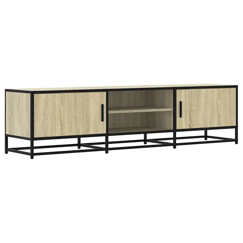 Meuble TV rectangulaire industriel moderne rangement 160 x 35 x 41 cm en bois d'ingénierie chêne sonoma 02_0049606