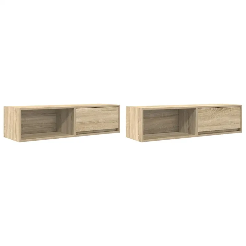 Lot de 2 meubles TV muraux design moderne 100 x 31 x 25,5 cm en bois d'ingénierie chêne sonoma 02_0051662