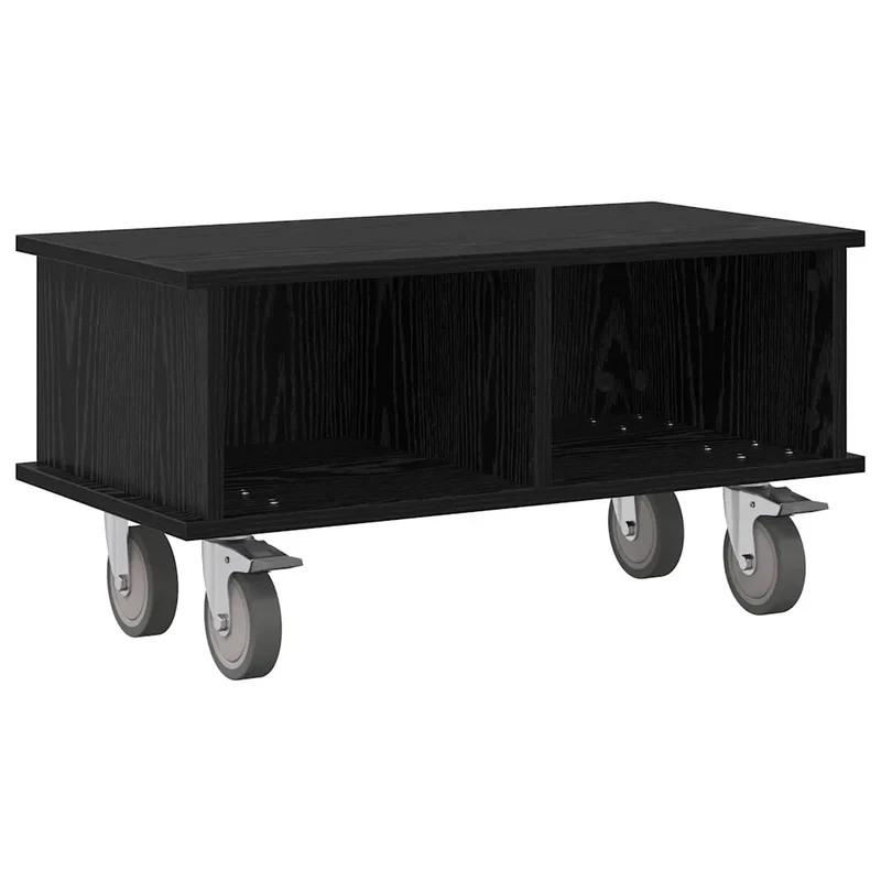 Meuble TV rectangulaire moderne avec rangement pour salon 68,5 x 35 x 35 cm en bois d'ingénierie noir 02_0054740