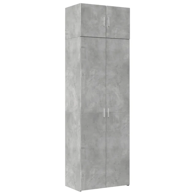 Armoire de rangement haute moderne 70 x 42,5 x 225 cm grande capacité en bois d'ingénierie gris béton 02_0055577