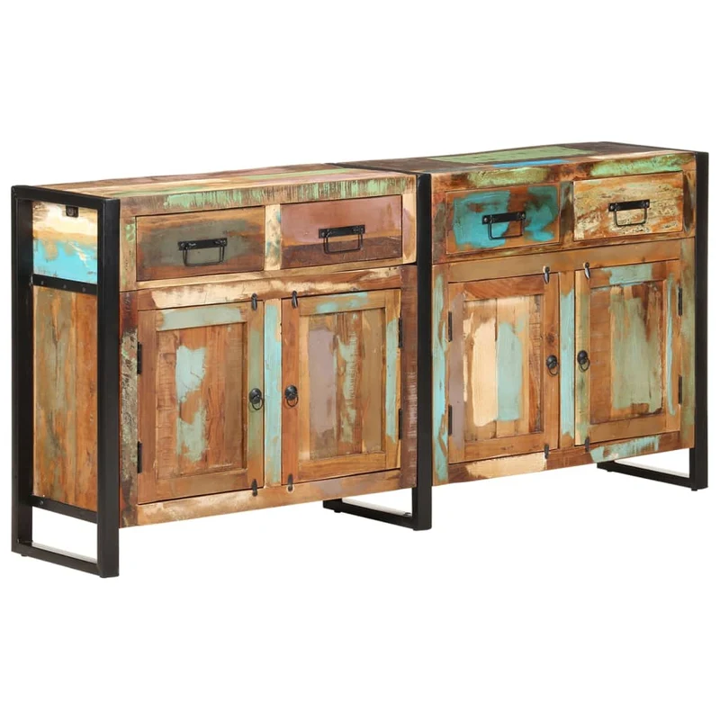 Buffet bahut commode armoire meuble de rangement organisateur cuisine salle de séjour salon 172 x 35 x 80 cm bois de récupération massif marron 02_0029559