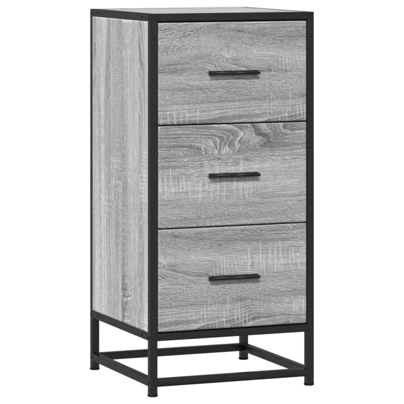 Buffet bahut commode armoire meuble de rangement organisateur cuisine salle de séjour salonsonoma 35,5 x 35 x 76 cm bois d'ingénierie et métal gris 02_0036349