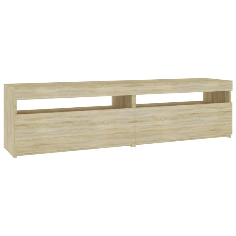 Meubles TV multimédia étagère télévision buffet téléviseur salle à manger salon chambre 2 pièces avec lumières LED chêne sonoma 75 x 35 x 40 cm brun 02_0028578