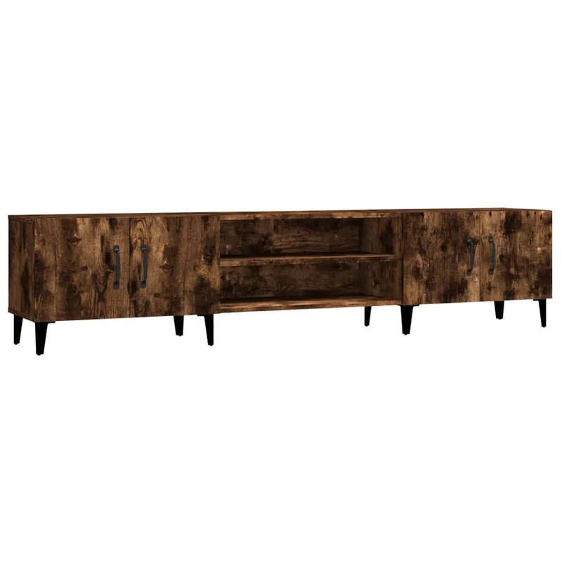 Meuble TV multimédia étagère télévision buffet téléviseur salle à manger salon chambre chêne fumé 180 x 31,5 x 40 cm bois d'ingénierie brun 02_0027358