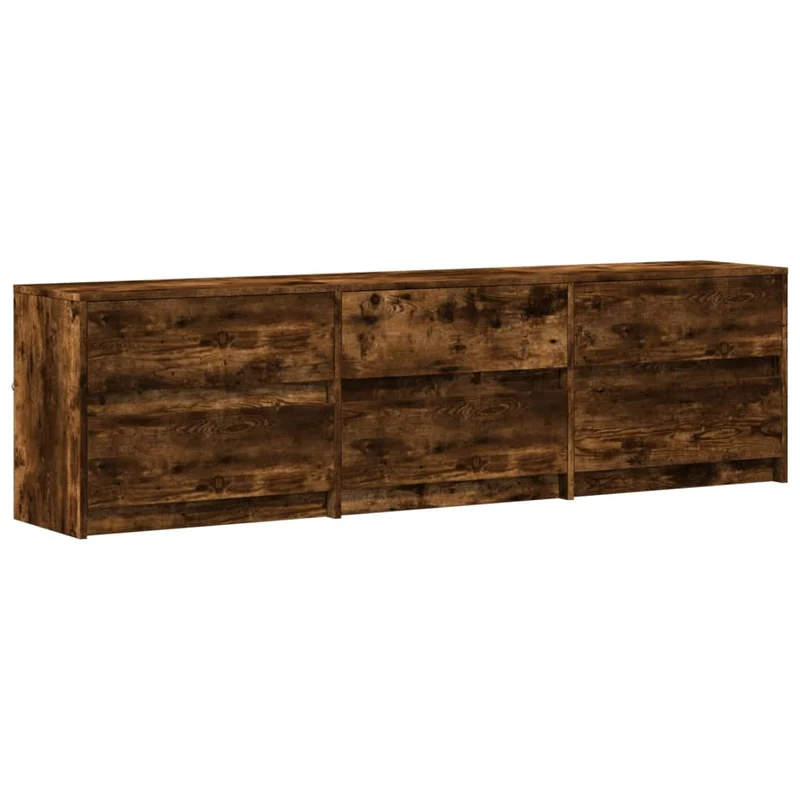 Meuble TV multimédia étagère télévision buffet téléviseur salle à manger salon chambre avec LED chêne fumé 180 x 34 x 50 cm bois d'ingénierie brun 02_0026478