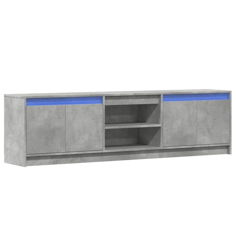 Meuble TV multimédia étagère télévision buffet téléviseur salle à manger salon chambre avec LED 180 x 34 x 50 cm bois d'ingénierie gris 02_0026451