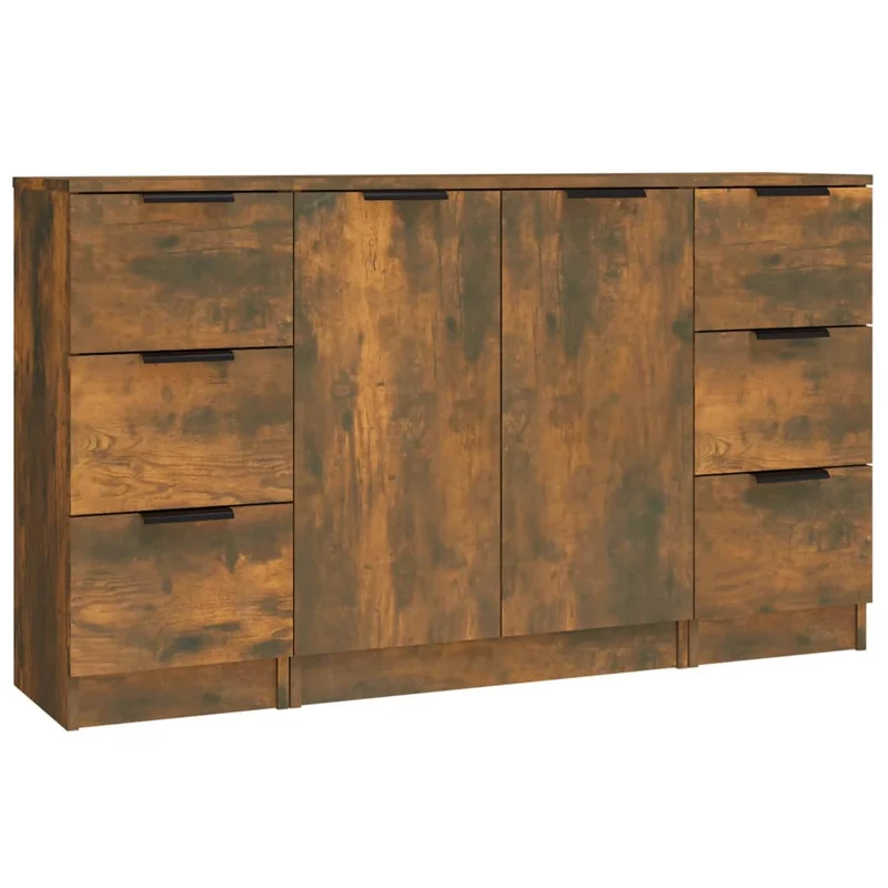 Buffet bahut commode armoire meuble de rangement organisateur cuisine salle de séjour salons 3 pcs bois d'ingénierie marron 02_0037054