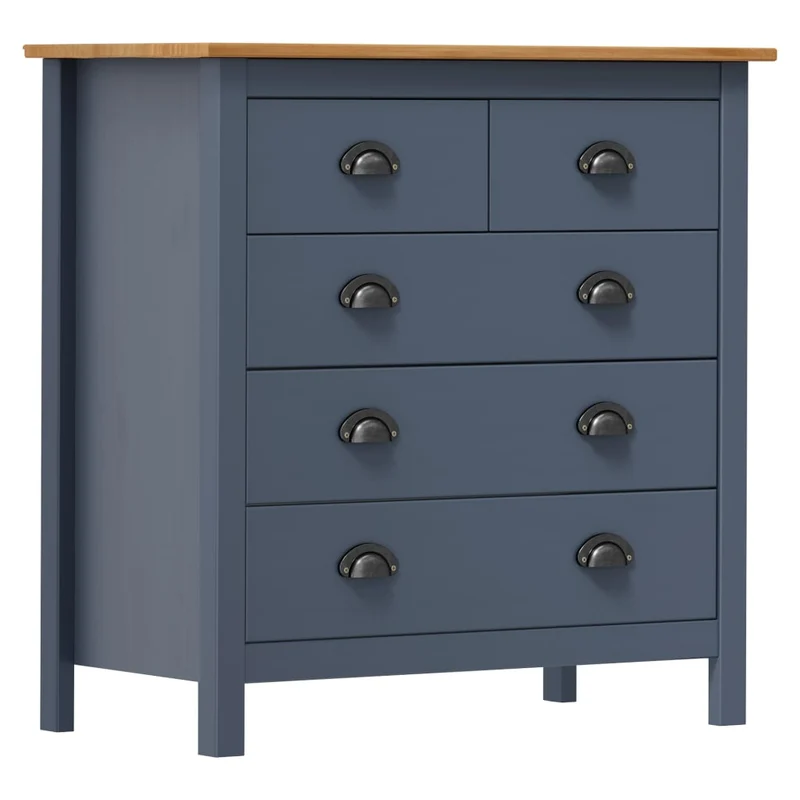 Buffet bahut commode armoire meuble de rangement organisateur cuisine salle de séjour salon Hill 79 x 40 x 80 cm bois de pin solide gris 02_0035675