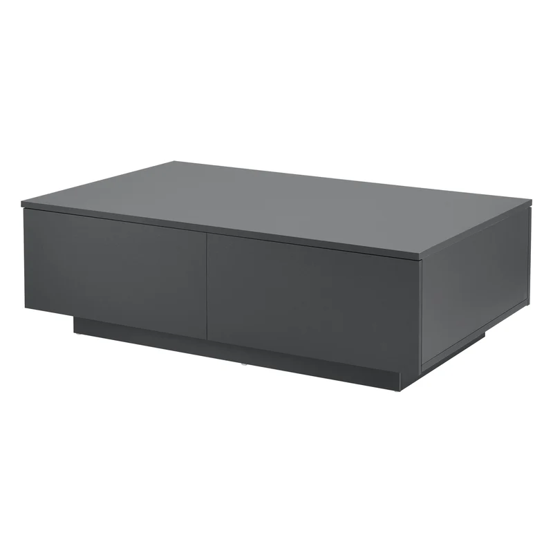 Table basse de salon design avec 4 tiroirs meuble de rangement stylé moderne panneau de particules 95 x 60 x 31 cm gris foncé mat 03_0008435