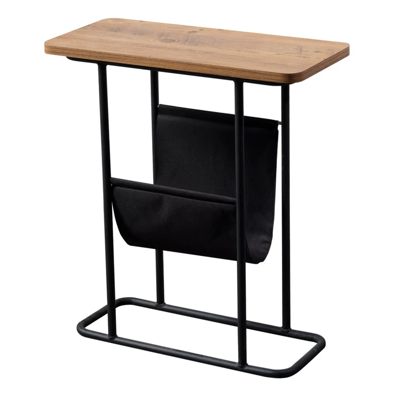 Table d'appoint avec espace de rangement 64 x 55 x 24 cm effet noyer / noir 03_0008599