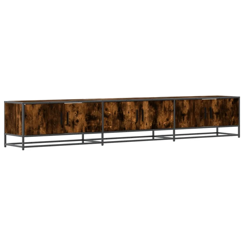 Meuble TV multimédia étagère télévision buffet téléviseur salle à manger salon chambre chêne fumé 240 x 35 x 41 cm bois d'ingénierie brun 02_0027370
