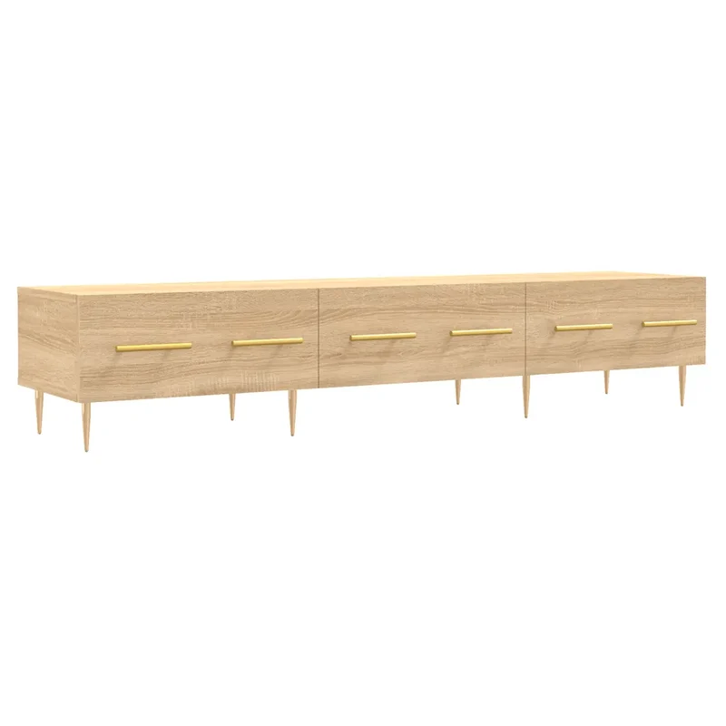 Meuble TV de rangement pratique 150 x 36 x 30 cm design tendance ambiance cosy en bois d'ingénierie chêne sonoma 02_0048710