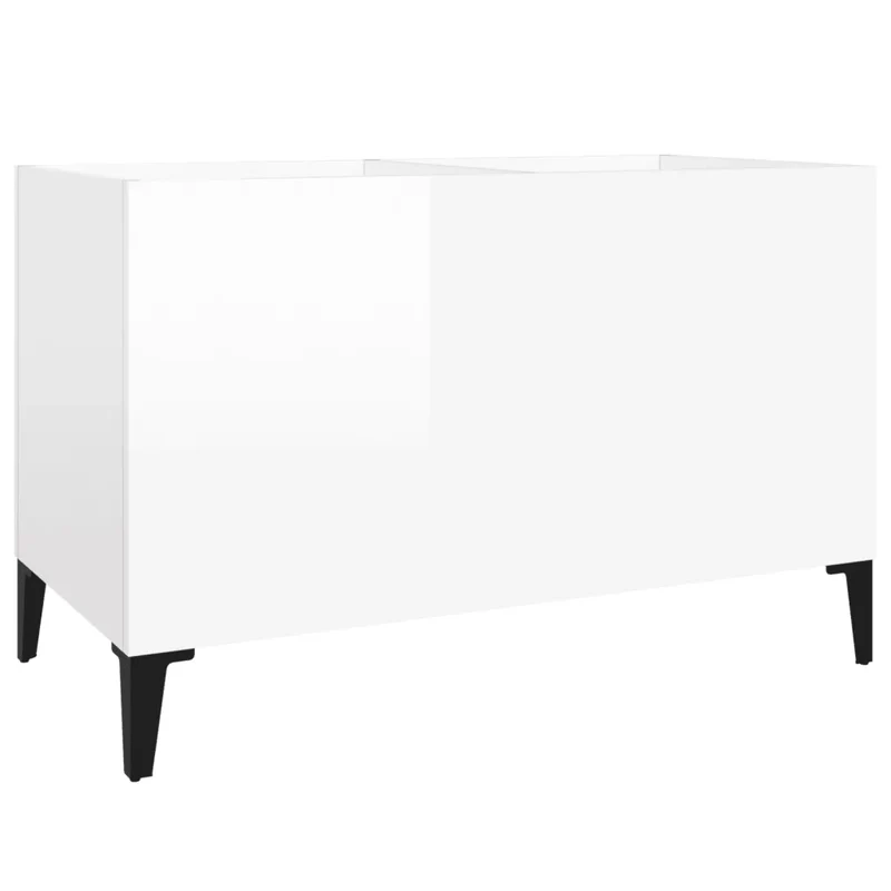 Armoire à disques classique rangement vinyles 74,5 x 38 x 48 cm en bois d'ingénierie blanc brillant 02_0049209